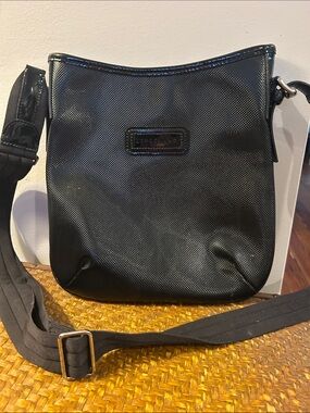 Longchamp Black Textured Crossbody Messenger Bag
